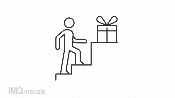 Animated gain present linear icon. Loyalty program for customers. Loyal consumer. Seamless loop HD video with alpha channel on transparent background. Outline motion graphic animation