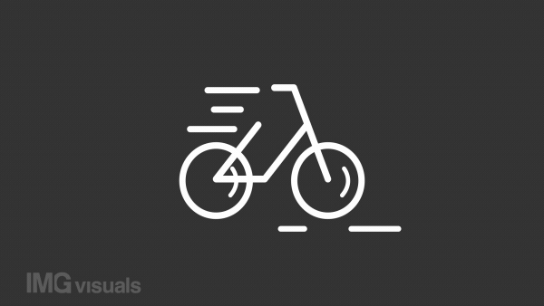 Animated bicycle white line icon. Transportation, recreation. Sport activity. Green vehicle. Seamless loop HD video with alpha channel on transparent background. Motion graphic design for night mode
