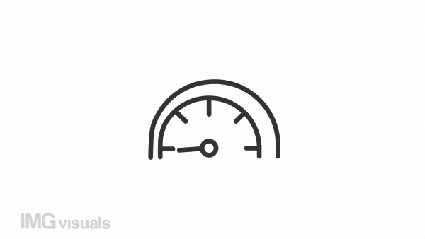Animated speed meter linear icon. Measuring vehicle speed. Fast driving. Acceleration. Seamless loop HD video with alpha channel on transparent background. Outline motion graphic animation