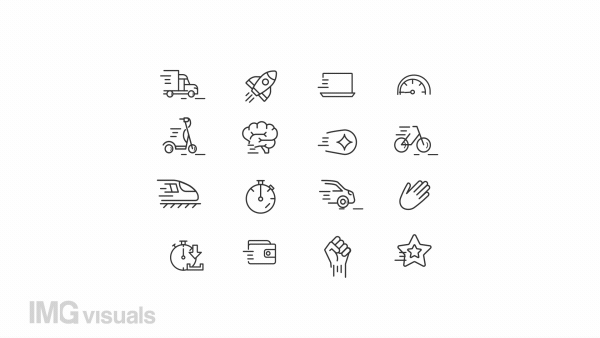 Animated moving linear icons set. Sport and active lifestyle. Means of transportation. Seamless loop HD video with alpha channel on transparent background. Outline motion graphic animation