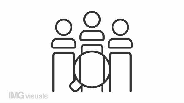 Competitive analysis line animation. Magnifying glass analyzing data animated icon. Market research. Black illustration on white background. HD video with alpha channel. Motion graphic
