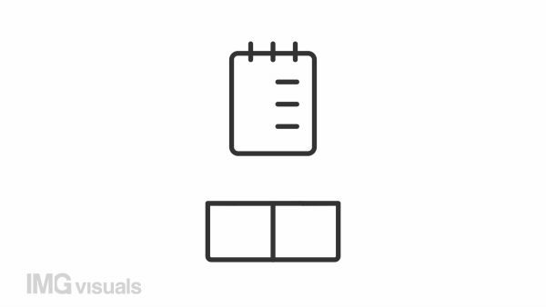 Product requirements line animation. Checklist falling into paper box animated icon. Software engineering. Black illustration on white background. HD video with alpha channel. Motion graphic