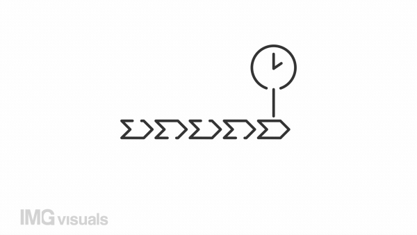 Chronology line animation. Animated timeline icon. Events in order. Sequence chart. Project management. Black illustration on white background. HD video with alpha channel. Motion graphic