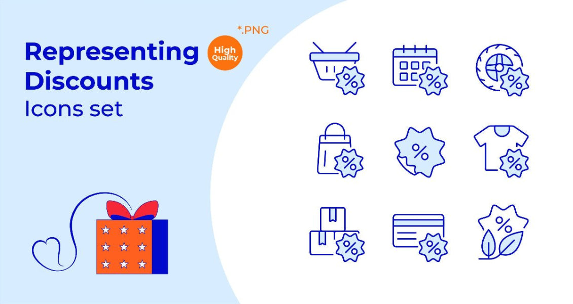 Gift - Icons set "representing discounts"
