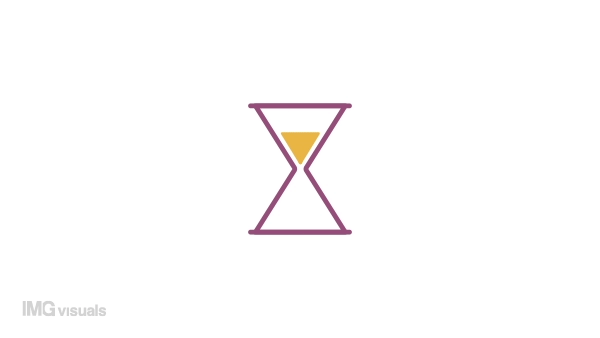 Animated sand timer indicator. Sandglass watch. 4K video footage with alpha channel transparency. Website preloader. Download, upload progress. Simple loading icon animation for web UI design
