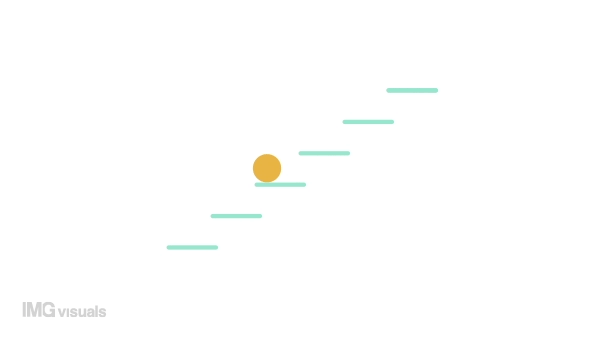 Animated ball on ladder preloader. Ongoing jumping up. Waiting process. 4K video footage with alpha channel transparency. Website loader. Colorful loading progress icon animation for web UI design