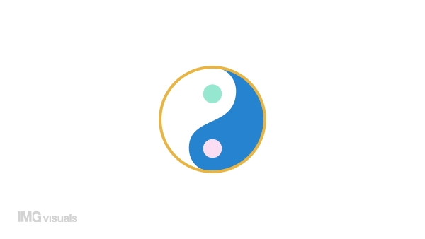 Animated yinyang harmony preloader. Chinese taoism. Waiting process. 4K video footage with alpha channel transparency. Website loader. Colorful loading progress icon animation for web UI design