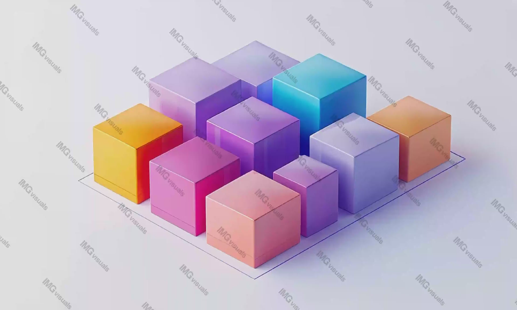Minimalistic colorful cubes arranged in geometric formation video animation, ai generated. Artistic shapes blocks falling animated footage HD clip seamless motion graphics. Data visualization concept