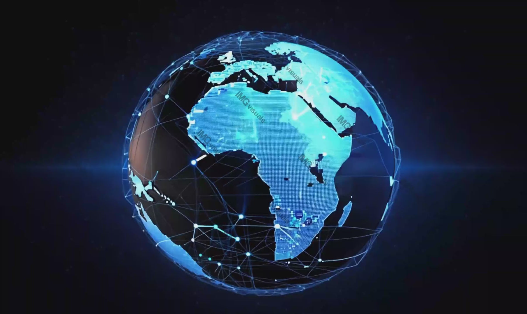 Futuristic digital globe with blue network nodes video animation, ai generated. Interconnected world animated footage HD clip seamless motion graphics. Cyber technology. Global connectivity concept
