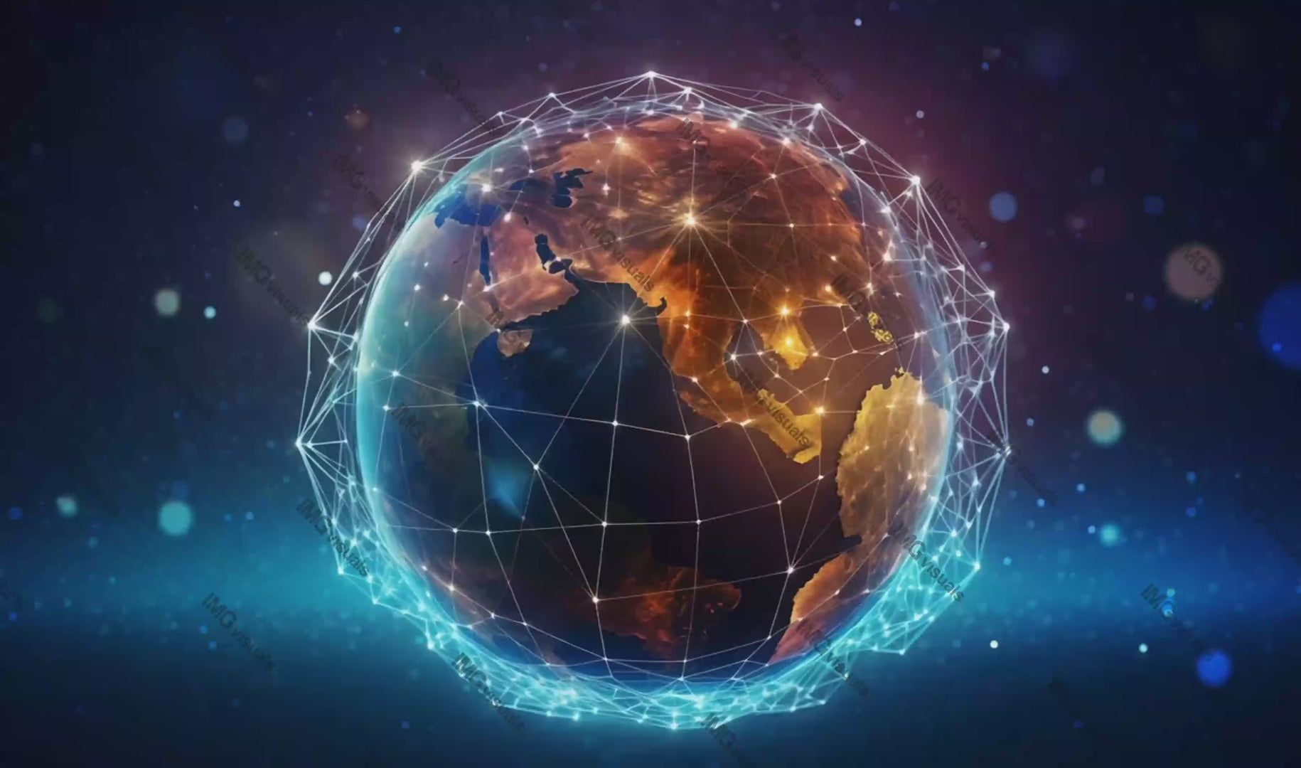 Illuminated digital globe showcasing global connectivity video animation, ai generated. Cosmic world network animated footage HD clip seamless motion graphics. Futuristic globalisation concept