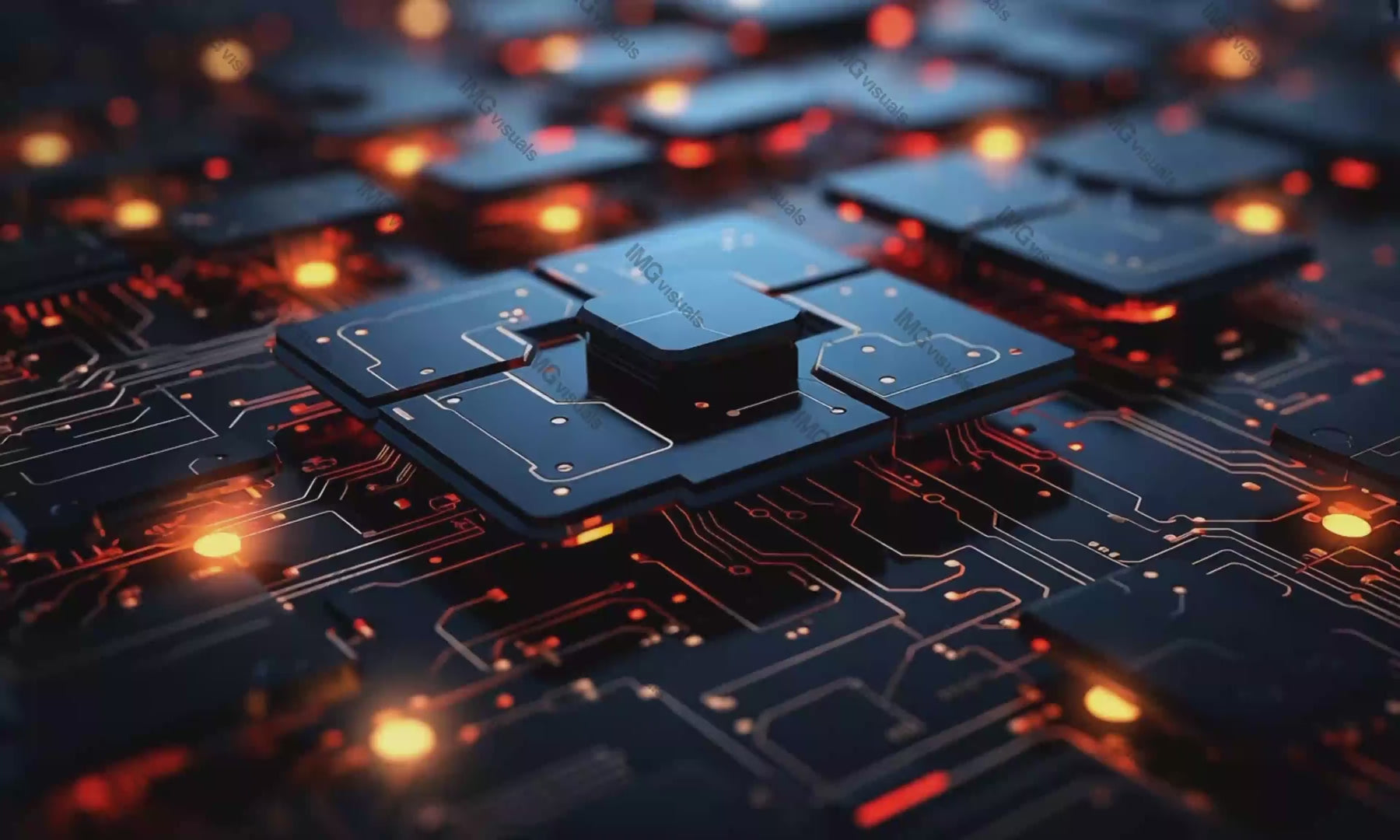 Advanced CPU with luminous lines video animation, ai generated. High-speed data processing animated footage HD clip seamless motion graphics. Integrated circuit. Digital technology concept