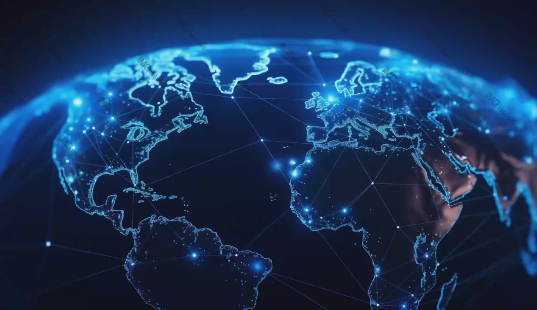 Digital world map with glowing connections video animation, ai generated. Global network animated footage HD clip motion graphics. Communication links across continent. Cyber connectivity concept