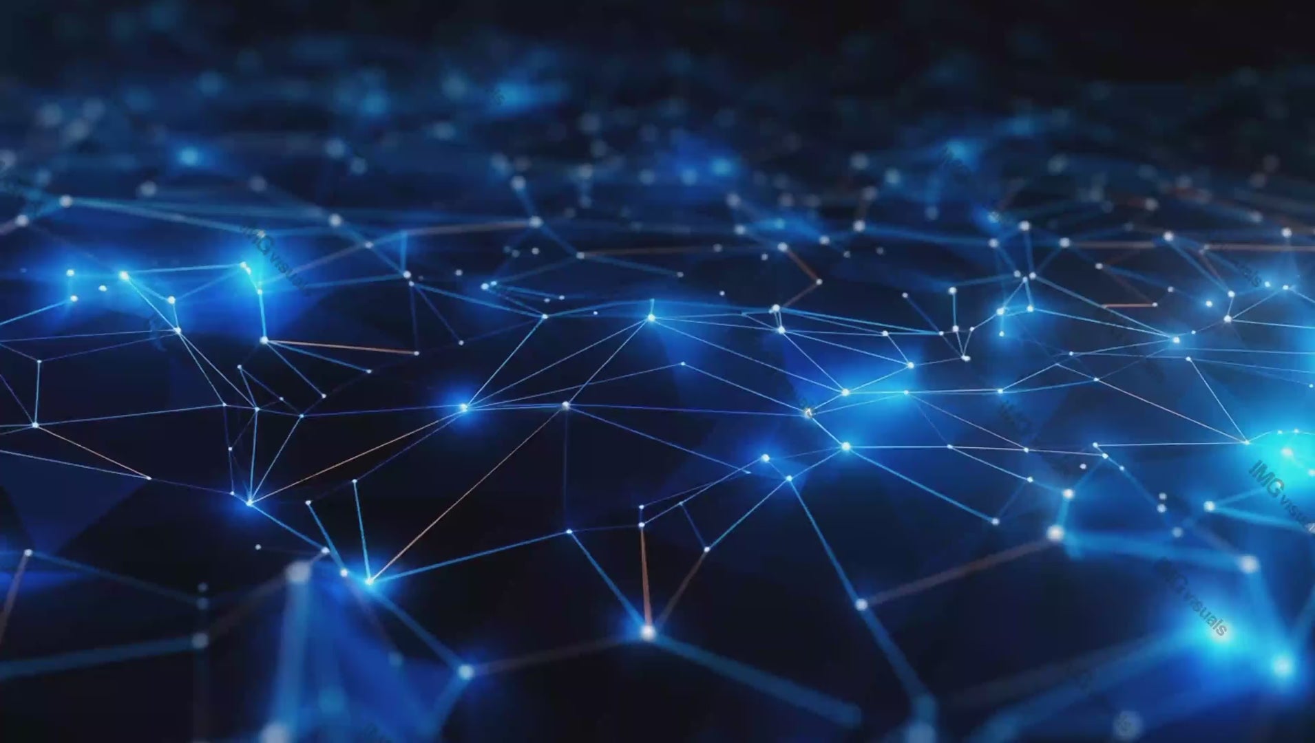 Abstract network of blue polygonal shapes video animation, ai generated. Digital connectivity nodes and lines animated footage HD clip seamless motion graphics. Dark blue abstraction tech concept