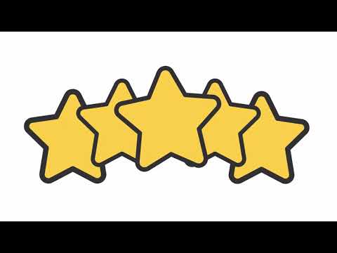 Animated review stars white icons. Customer satisfaction line animation. Positive feedback. Rate us. Loop HD video with alpha channel, transparent background. Motion graphic design for night mode.  File formats: MOV Resolution: HD 1920x1080 30 fps alpha channel codecs ProRes 444