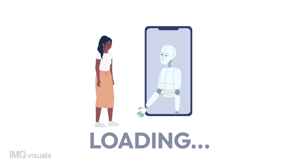 Animated AI assistant loader. Administrative service. Flash message 4K video footage. Color isolated loading wait-animation indicator with alpha channel transparency for web design, social media