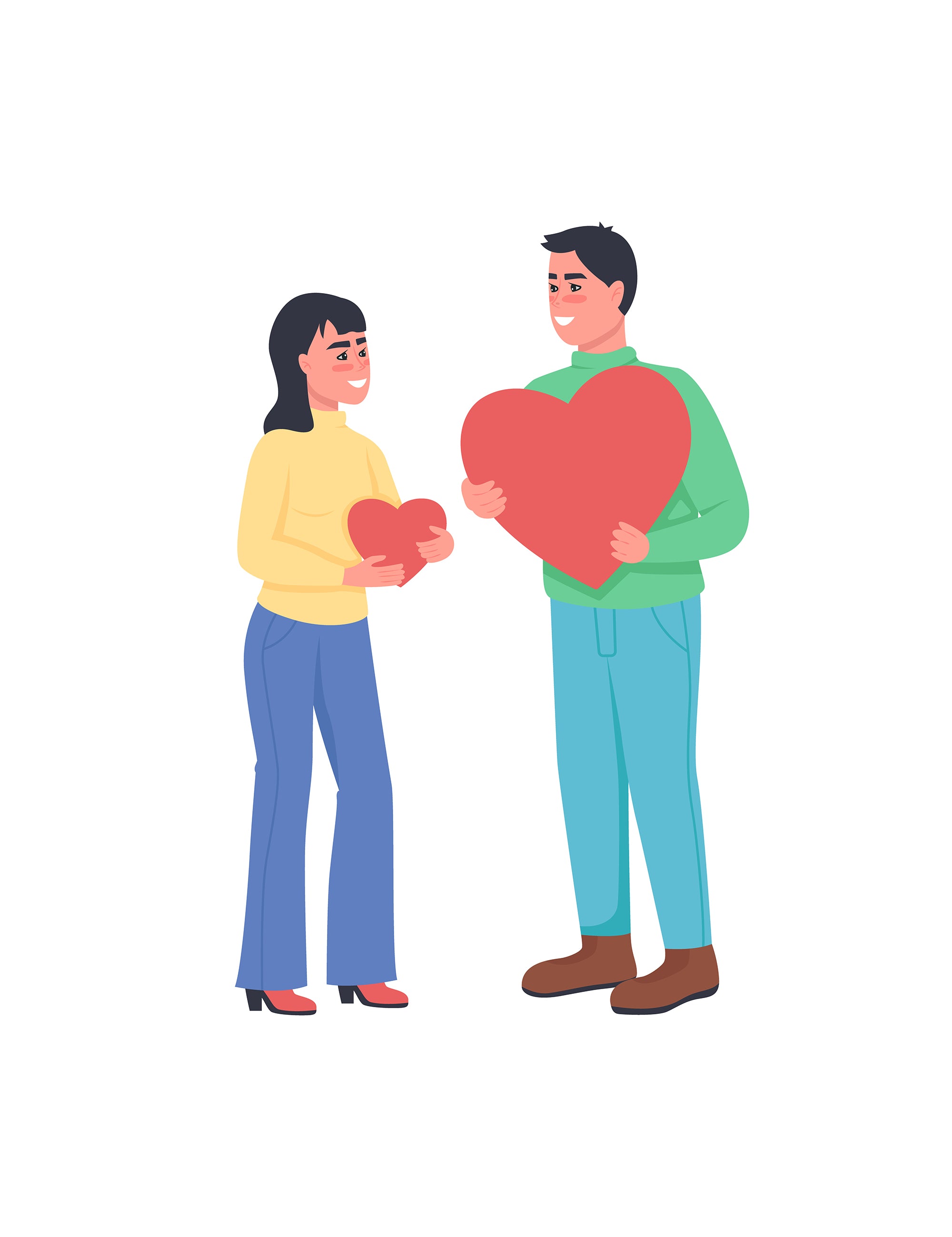 Happy Valentines day color vector illustration bundle