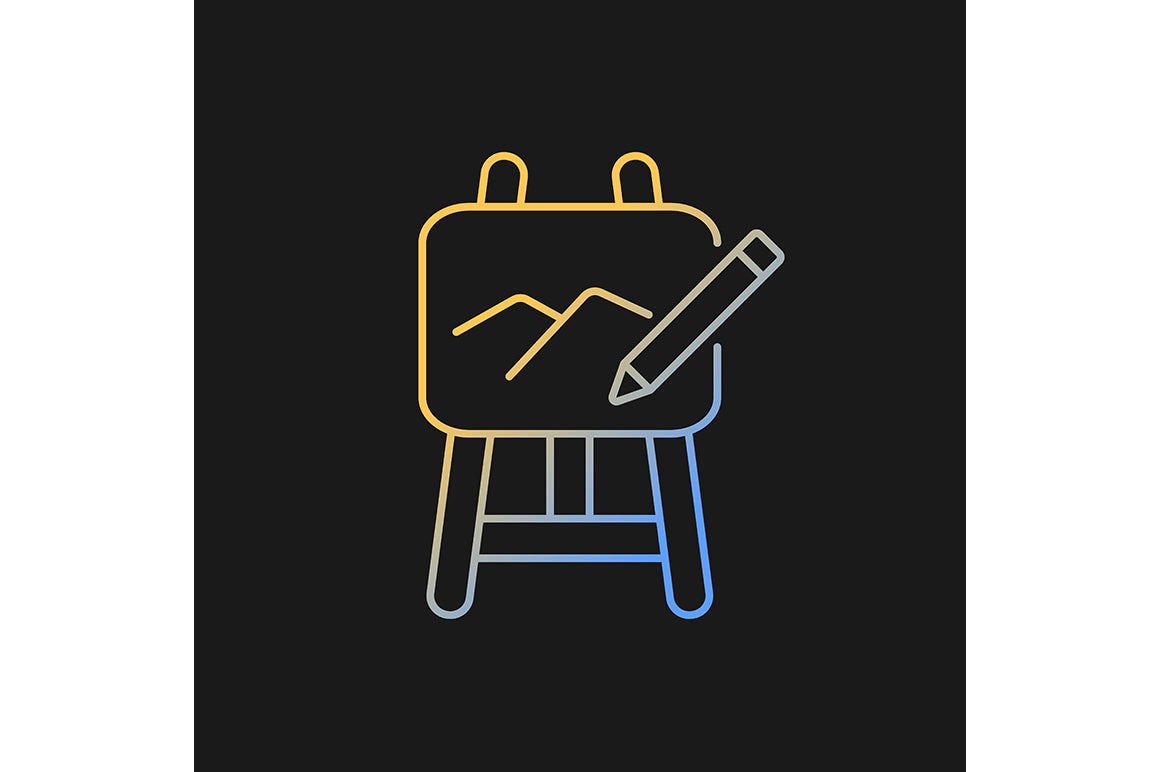 School subjects gradient icons set for dark and light mode