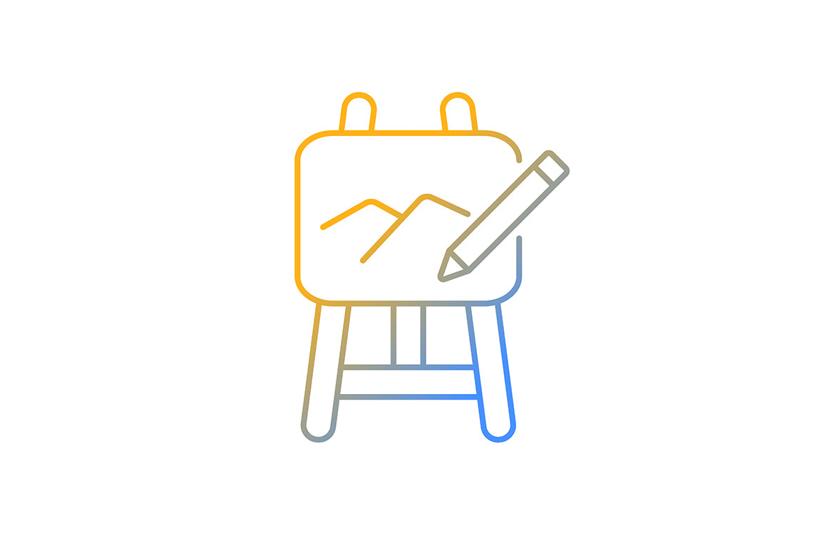 School subjects gradient icons set for dark and light mode