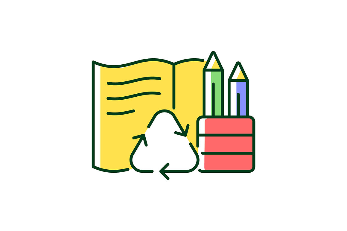 Recycled materials light and dark theme RGB color icons set