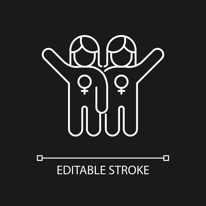 Feminism symbols linear icons set for dark and light mode