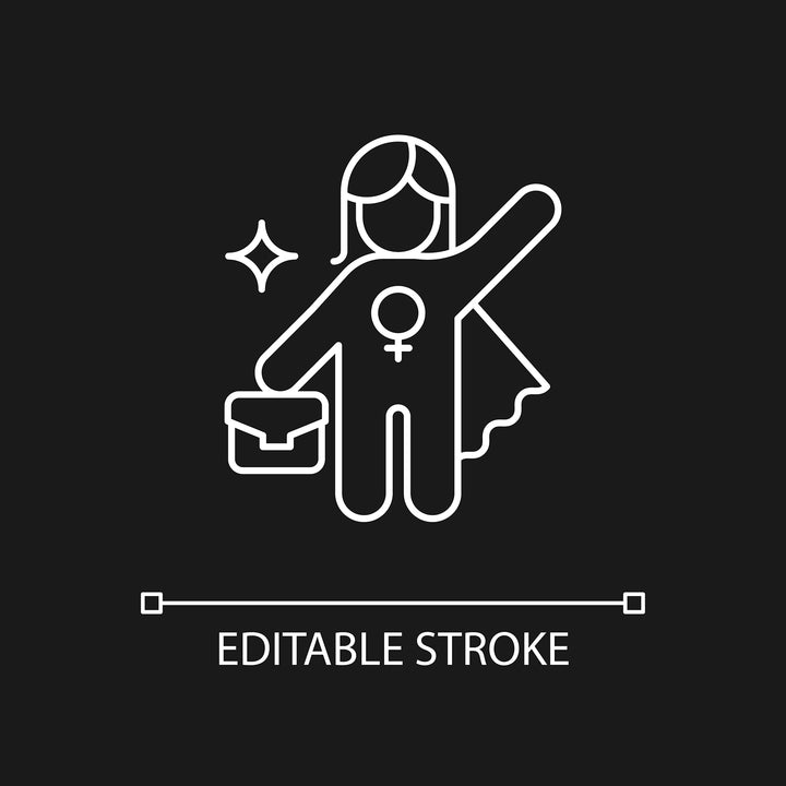 Feminism symbols linear icons set for dark and light mode