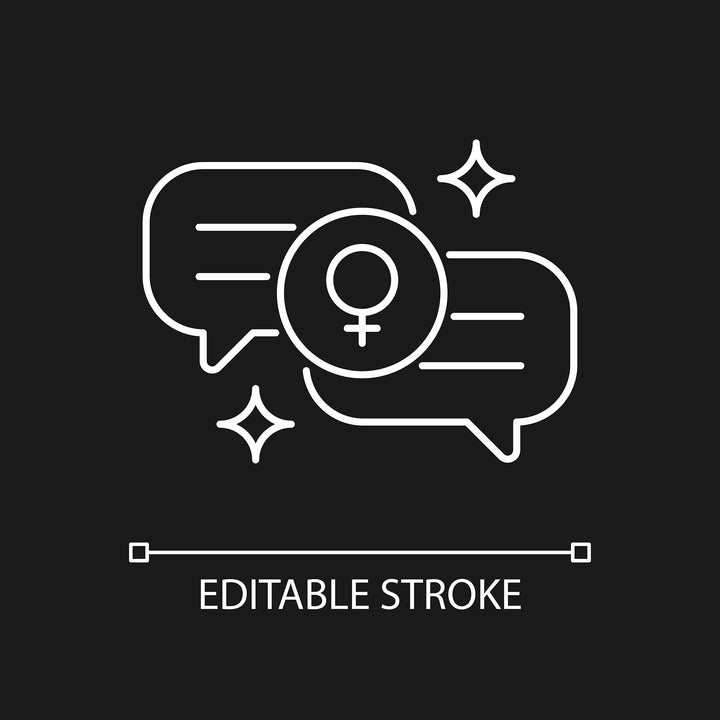 Feminism symbols linear icons set for dark and light mode