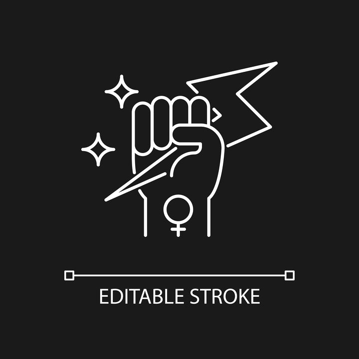 Feminism symbols linear icons set for dark and light mode