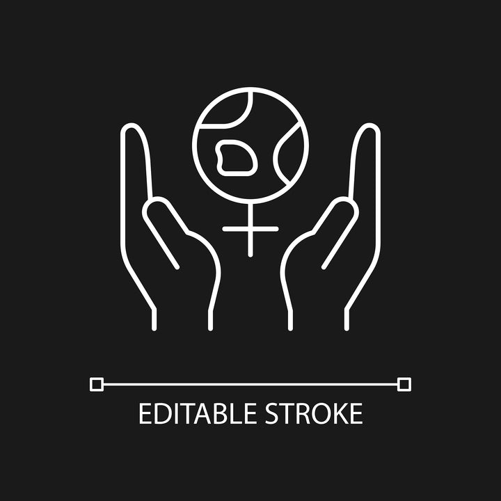 Feminism symbols linear icons set for dark and light mode