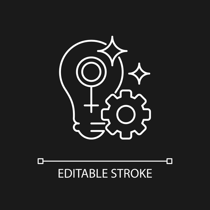 Feminism symbols linear icons set for dark and light mode