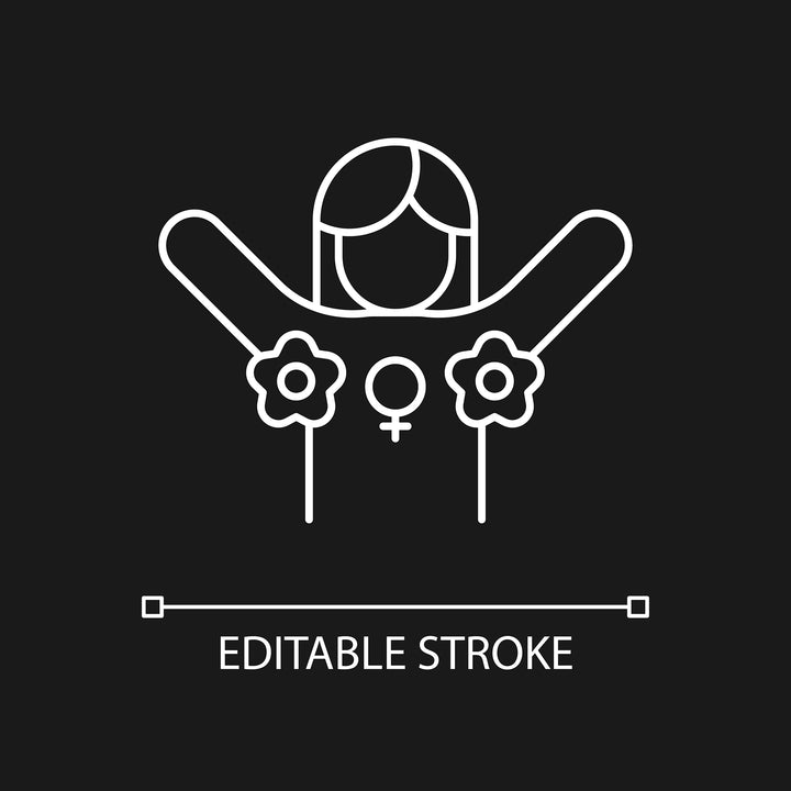 Feminism symbols linear icons set for dark and light mode
