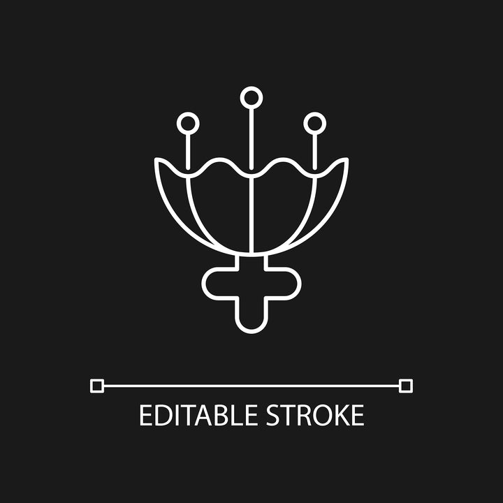 Feminism symbols linear icons set for dark and light mode