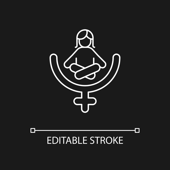 Feminism symbols linear icons set for dark and light mode