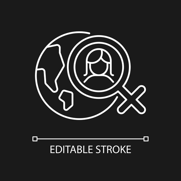 Feminism symbols linear icons set for dark and light mode