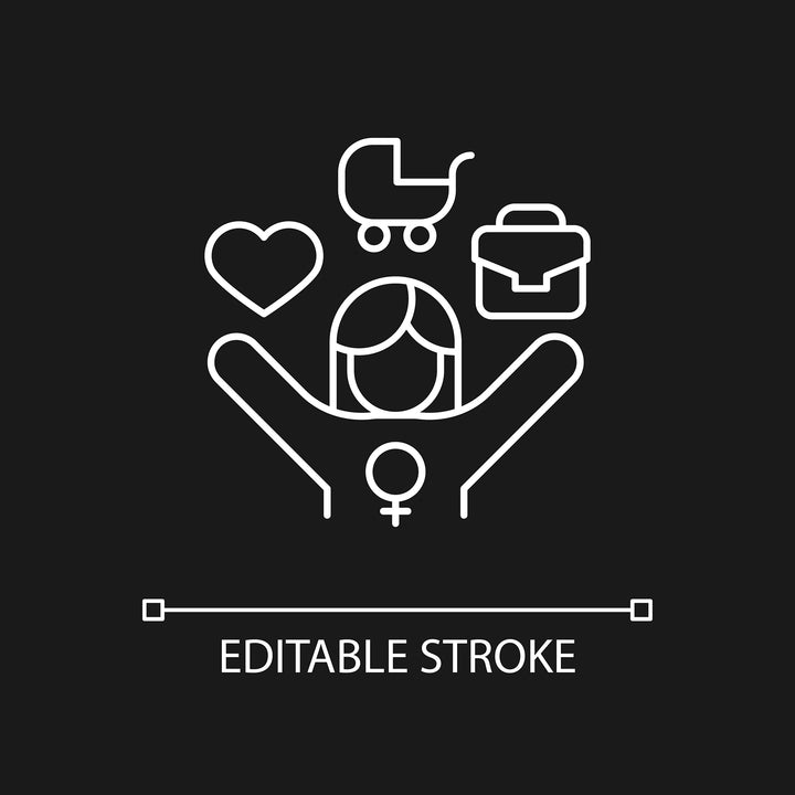 Feminism symbols linear icons set for dark and light mode