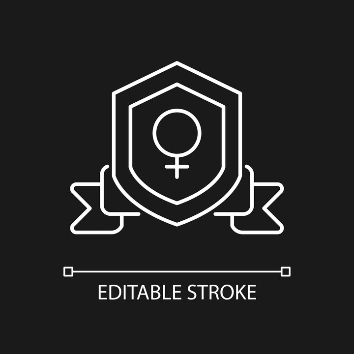 Feminism symbols linear icons set for dark and light mode