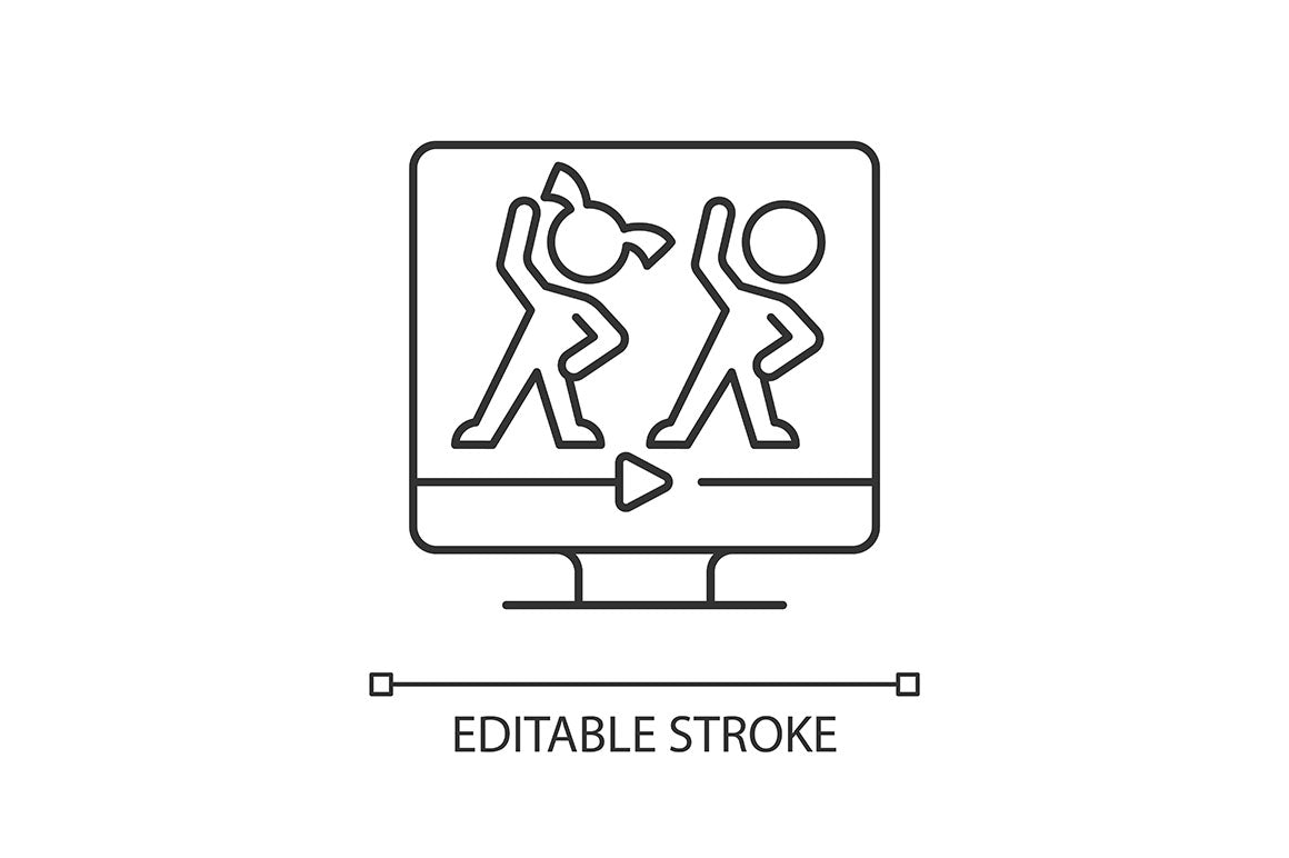 Online fitness apps linear icons set for dark and light mode