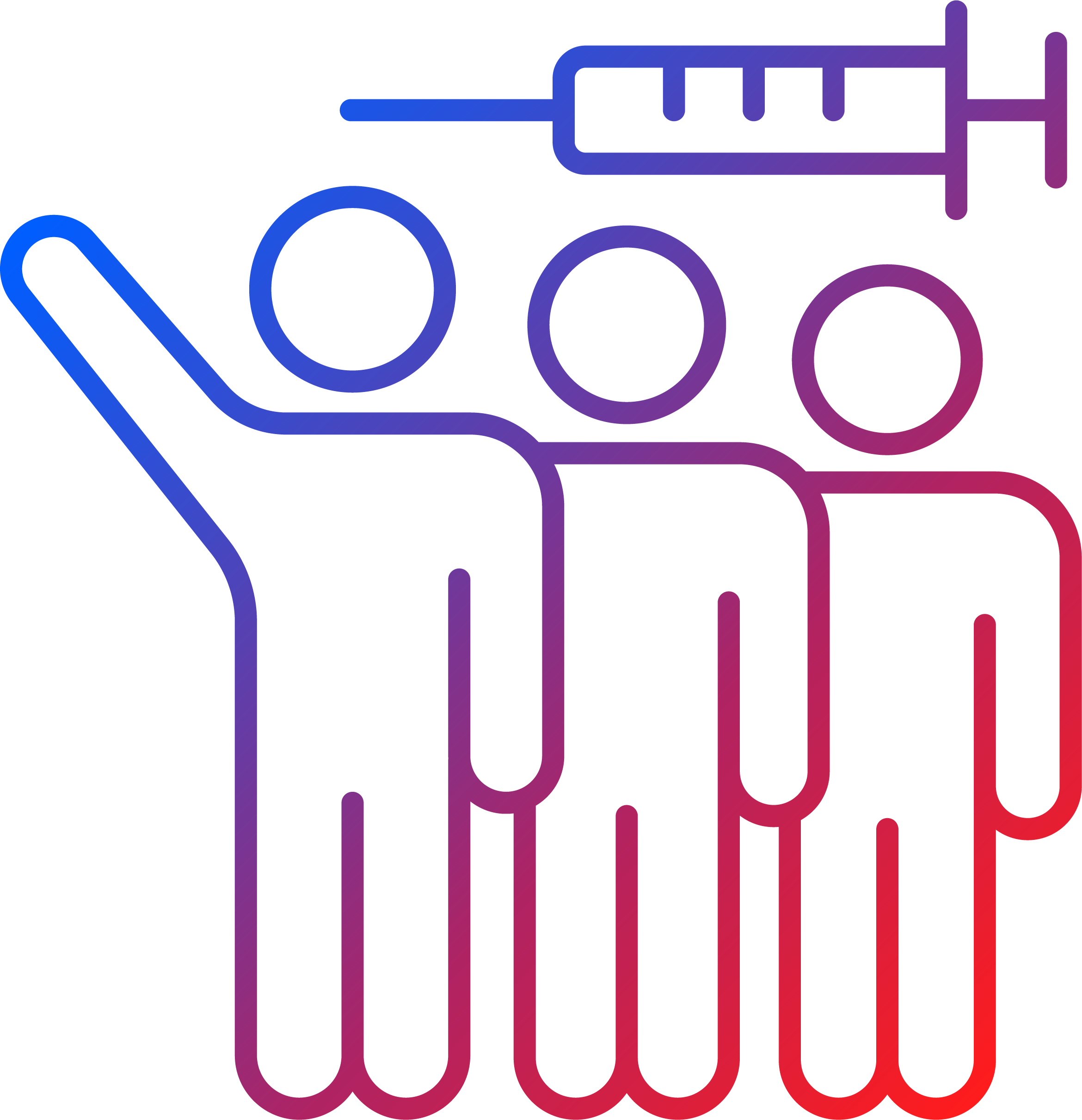 No animal testing gradient linear vector icons set