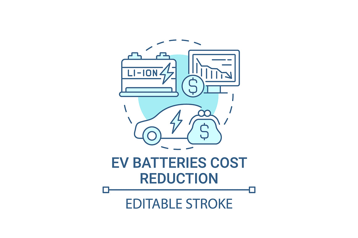 EV introduction round concept icons bundle.
