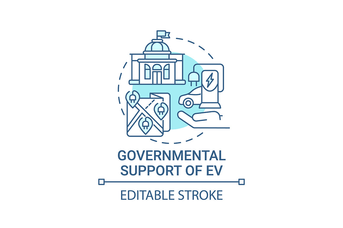 EV introduction round concept icons bundle.