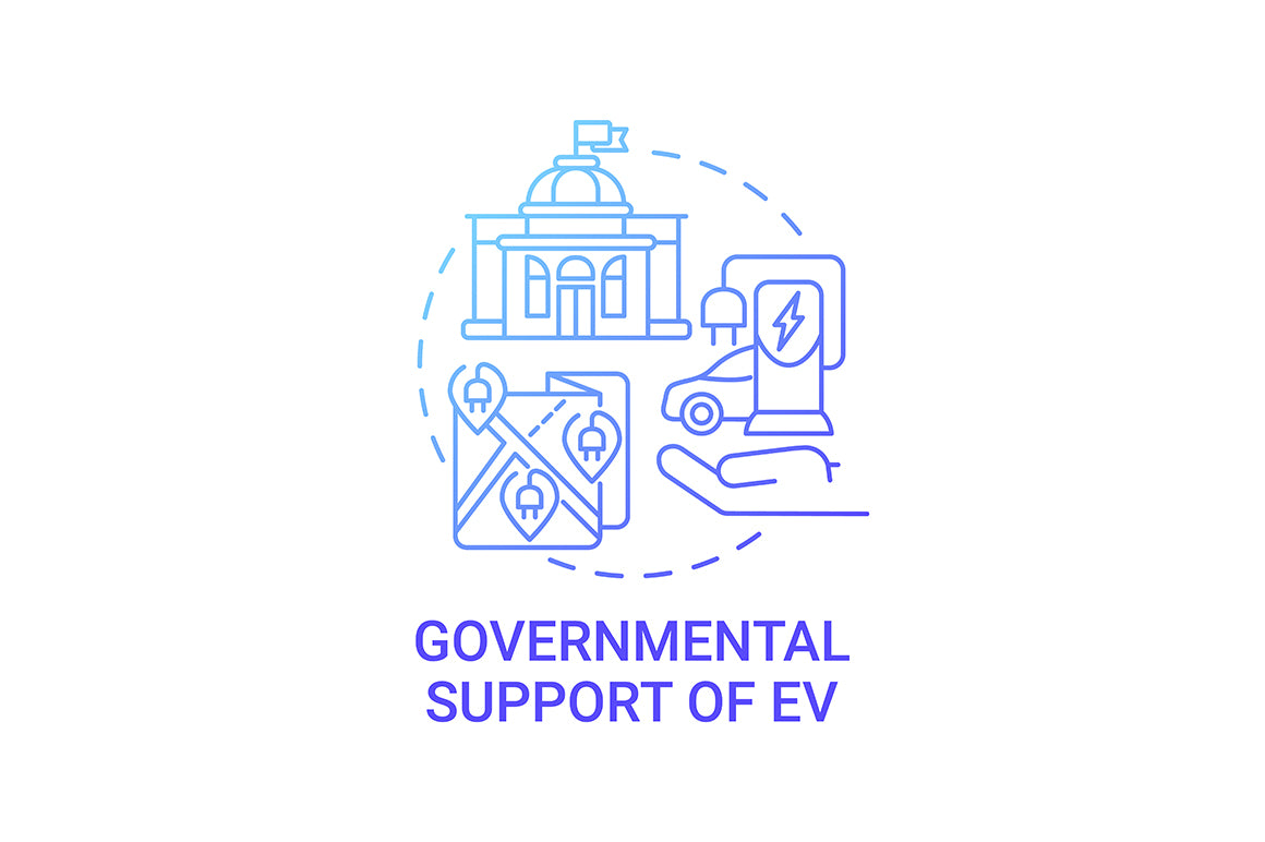 EV introduction round concept icons bundle.