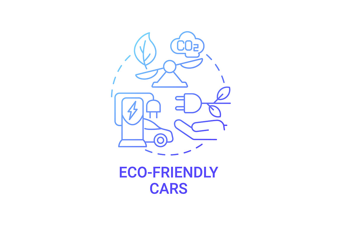 EV introduction round concept icons bundle.