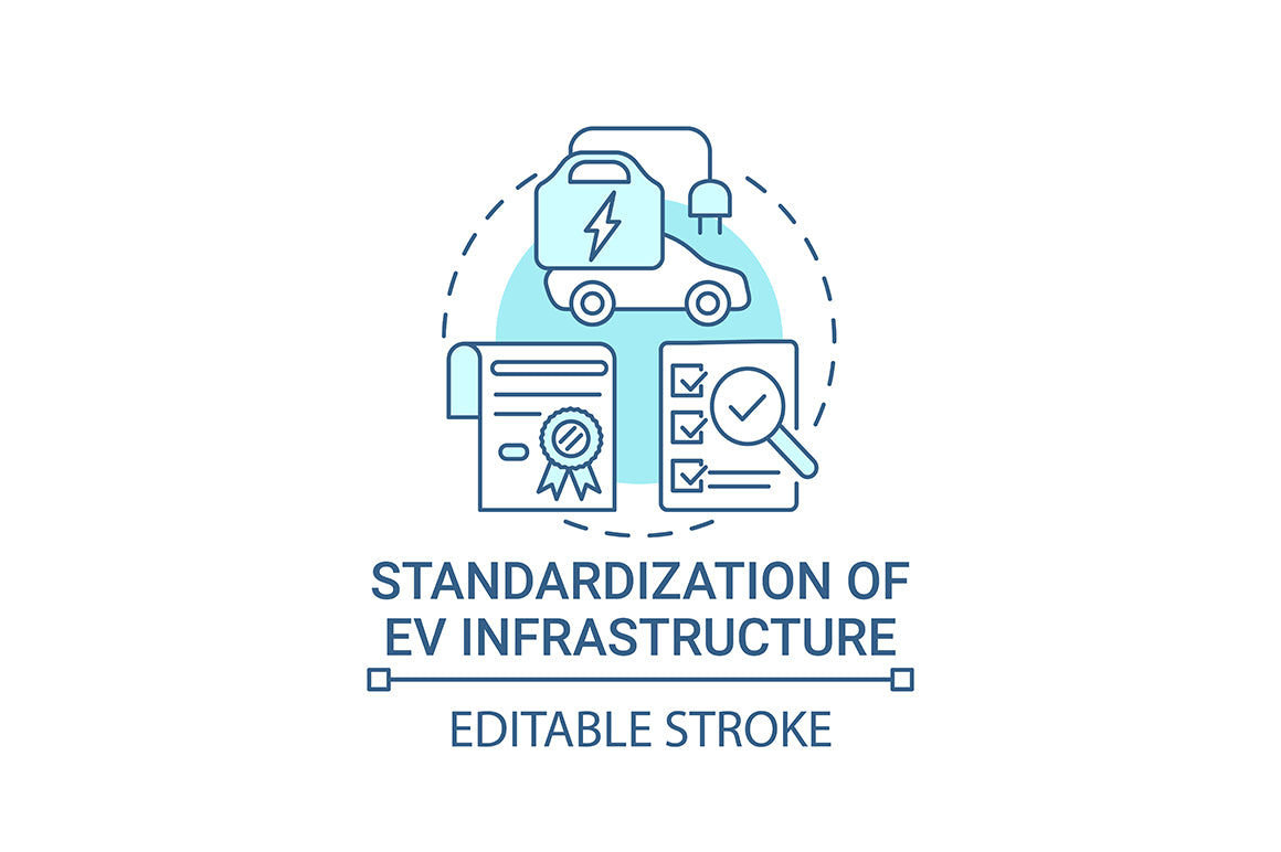 EV introduction round concept icons bundle.