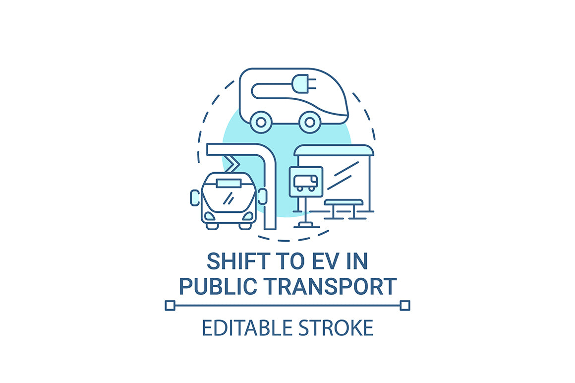 EV introduction round concept icons bundle.