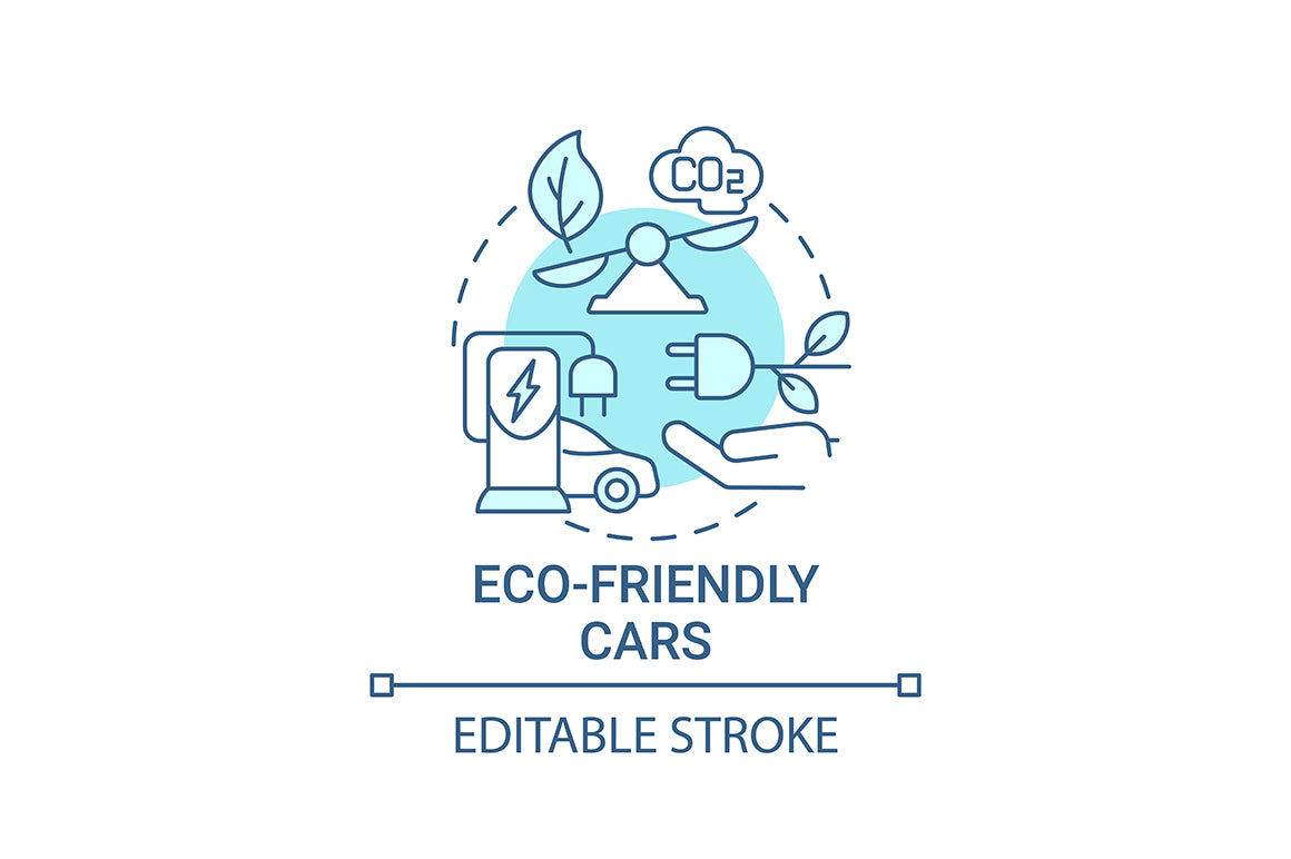 EV introduction round concept icons bundle.