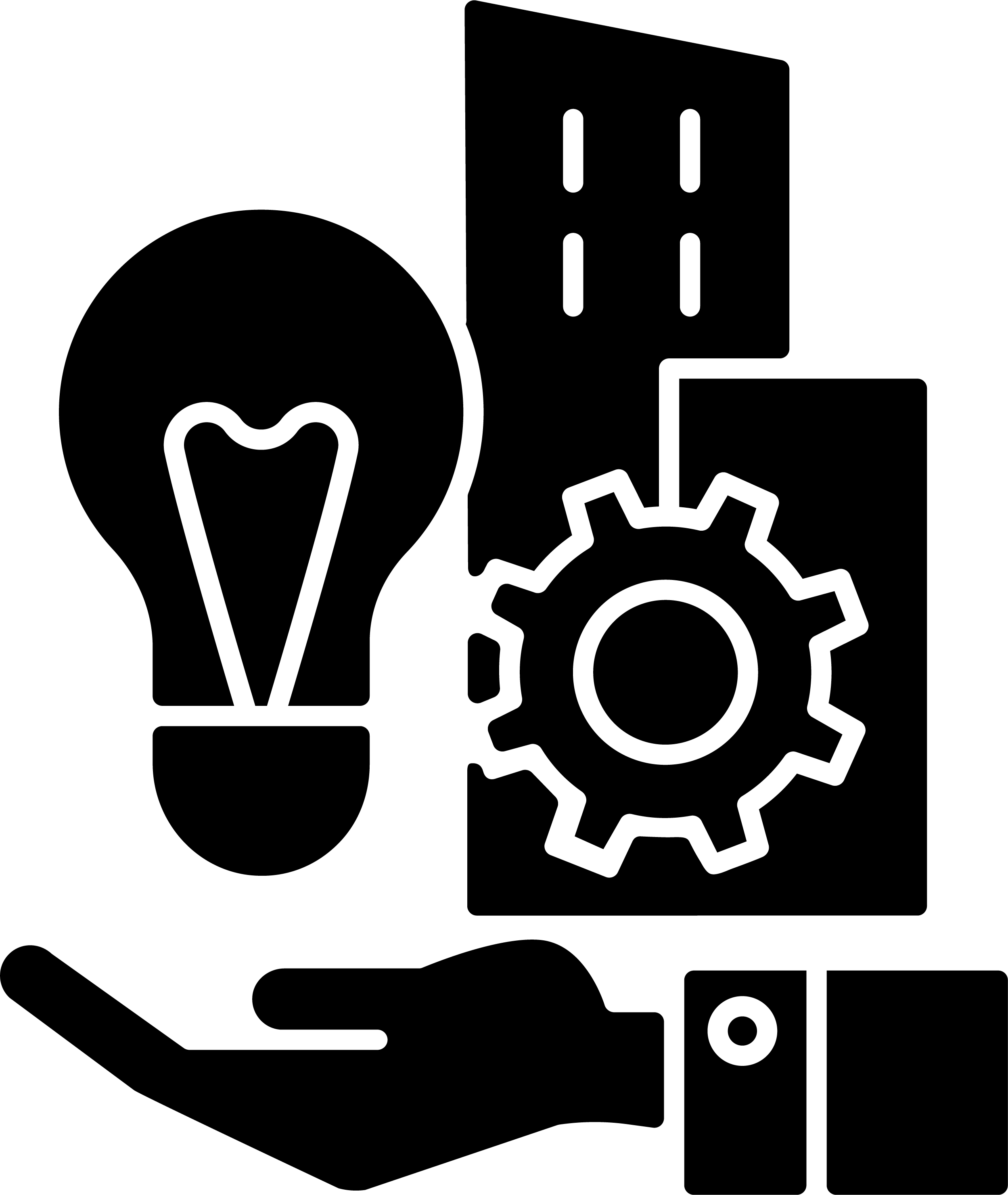 Business assets black glyph icons set on white space