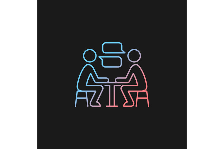 Communication channel gradient icons set for dark and light mode