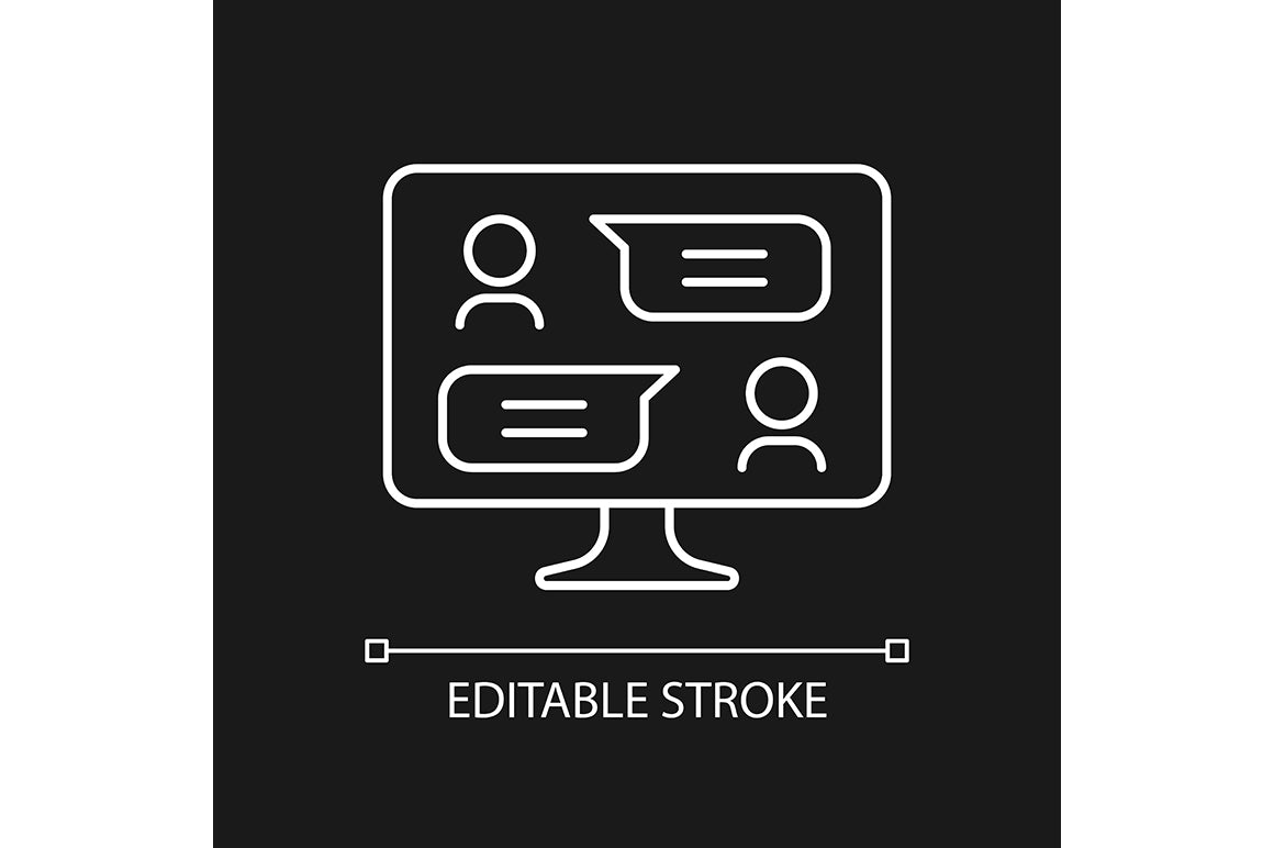 Communication channel linear icons set for dark and light mode