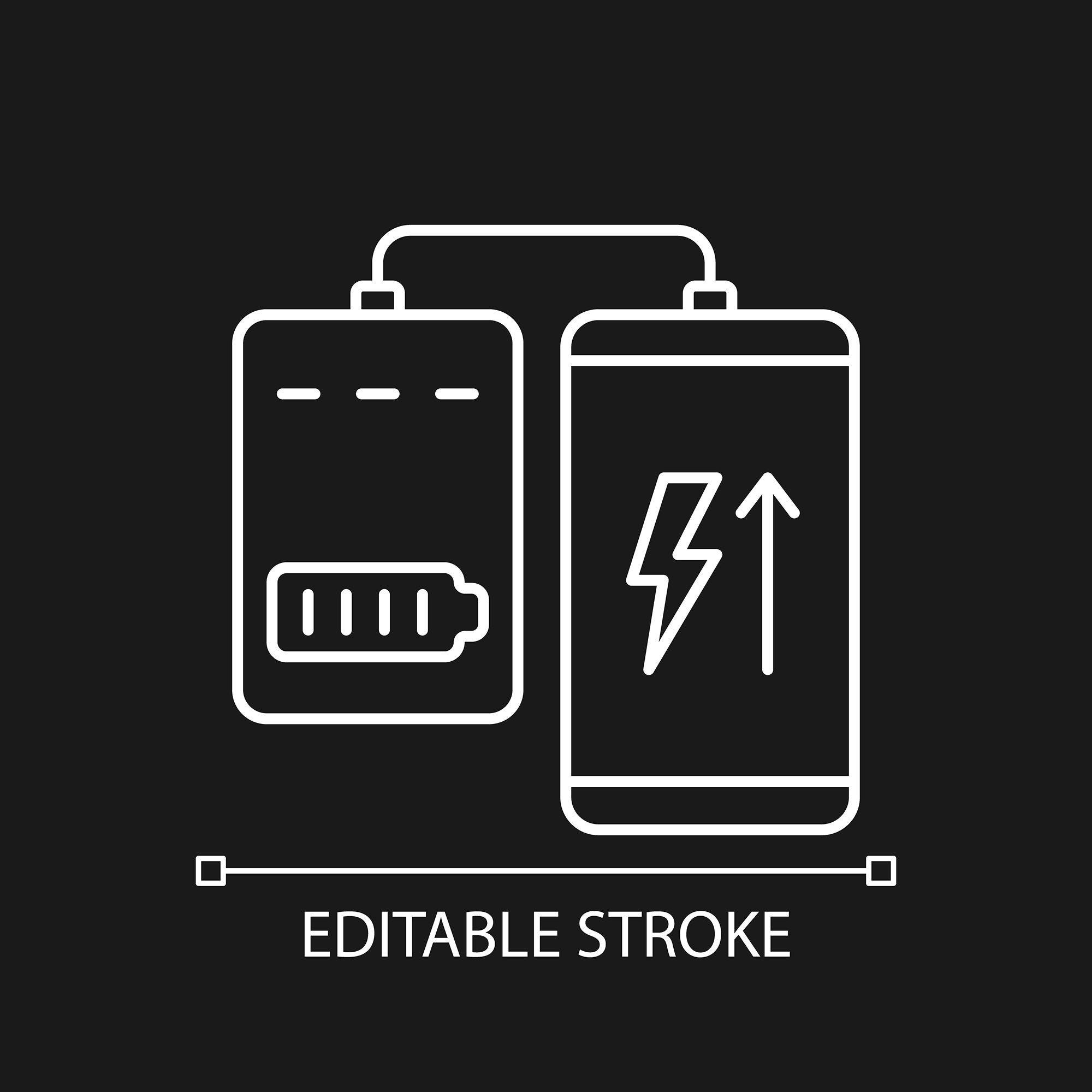 Power bank usage linear manual label icons set
