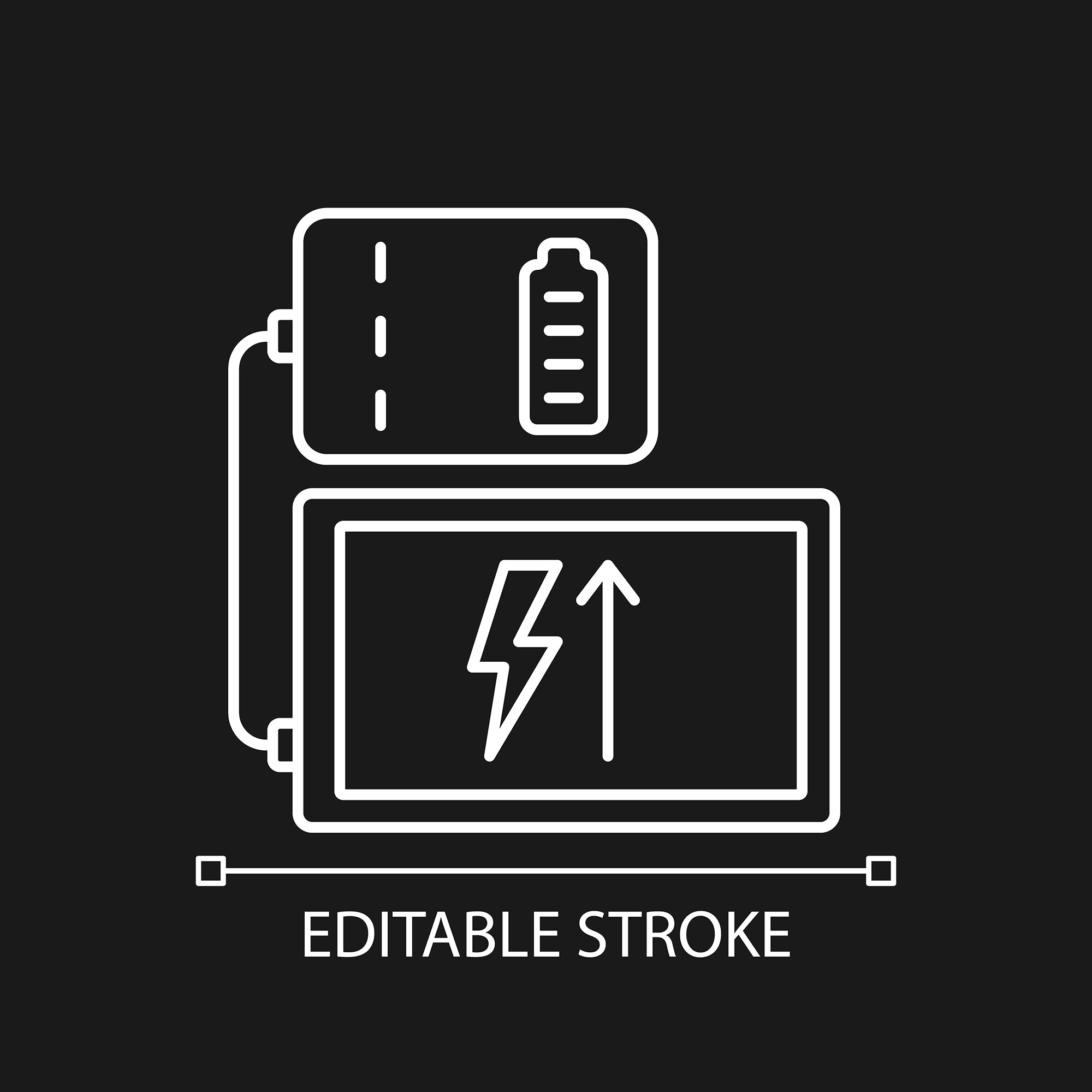 Power bank usage linear manual label icons set