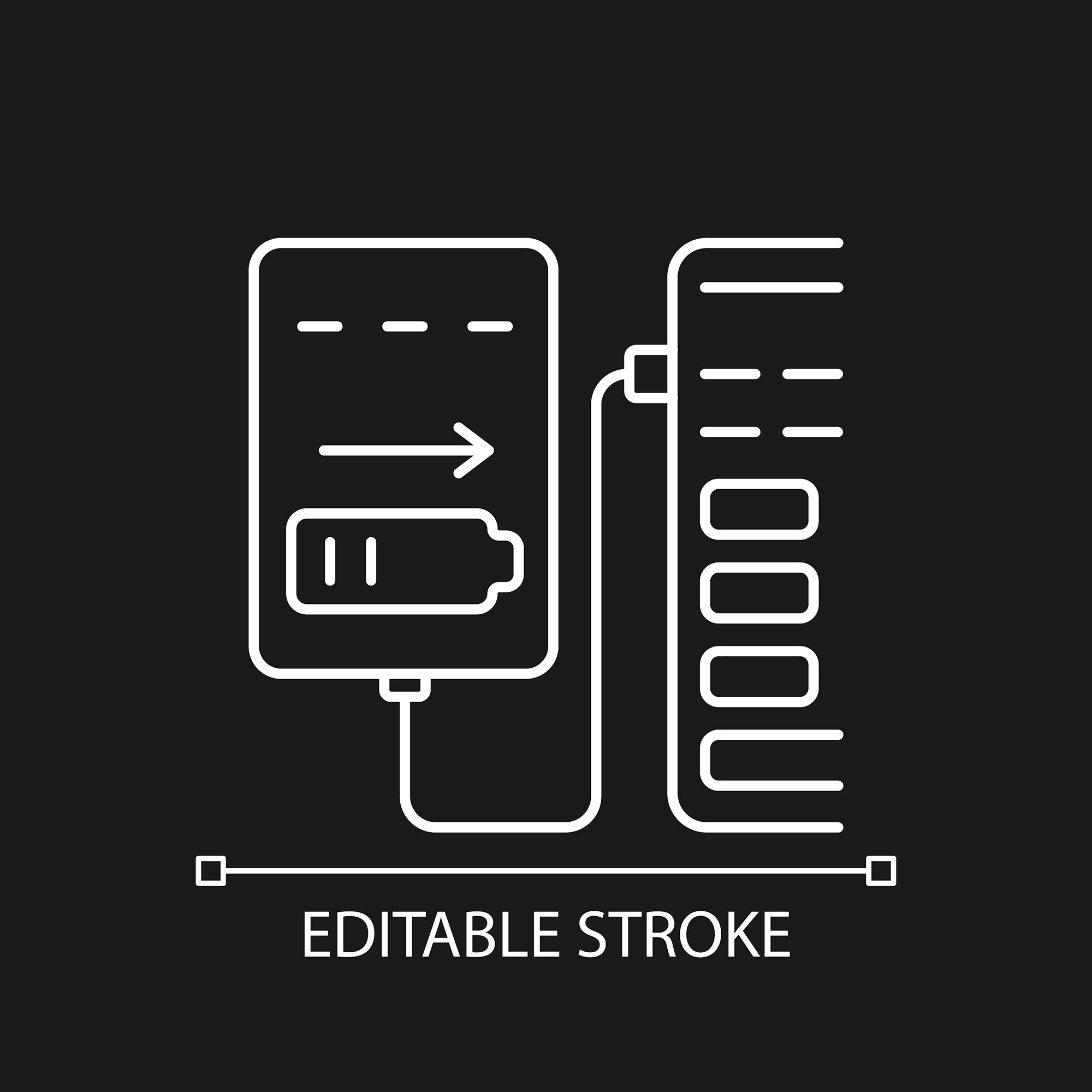 Power bank usage linear manual label icons set